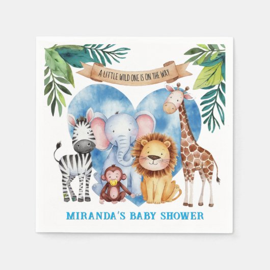 Waterverf Safari Animals Baby shower Servet (Voorkant)