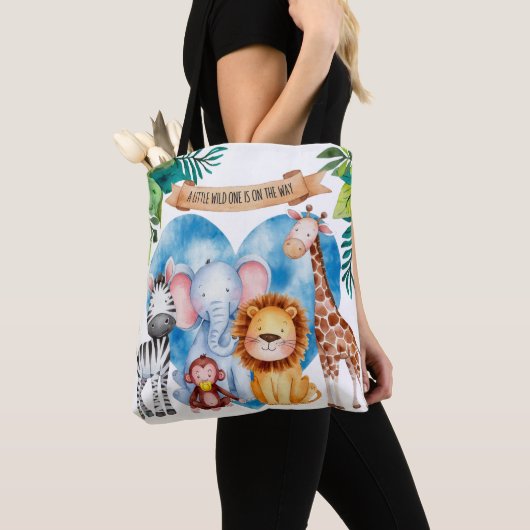 Waterverf Safari Animals Baby shower Tote Bag (Dichtbij)