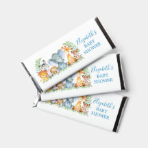 Waterverf Safari Animals Blue Baby shower