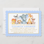 Waterverf Safari Animals Blue Gold Baby shower Kaart (Voorkant)