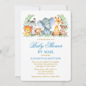 Waterverf Safari Animals Blue Gold Shower per mail Kaart (Voorkant)