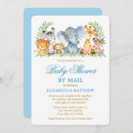 Waterverf Safari Animals Blue Gold Shower per mail Kaart