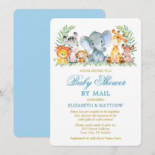 Waterverf Safari Animals Blue Gold Shower per mail Kaart