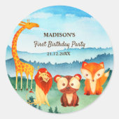 Waterverf Safari Animals Blue Green Sticker (Voorkant)