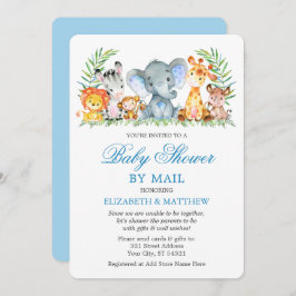 Waterverf Safari Animals Blue Shower by Mail Kaart