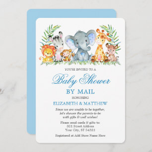 Waterverf Safari Animals Blue Shower by Mail Kaart
