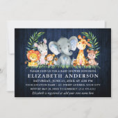 Waterverf Safari Animals Blue Wood Baby shower Kaart (Voorkant)