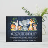 Waterverf Safari Animals Blue Wood Baby shower Kaart (Staand voorkant)