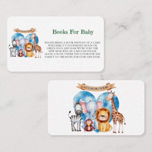 Waterverf Safari Animals Boy Baby shower Informatiekaartje (Voorkant / Achterkant)