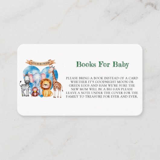 Waterverf Safari Animals Boy Baby shower Informatiekaartje (Voorkant)