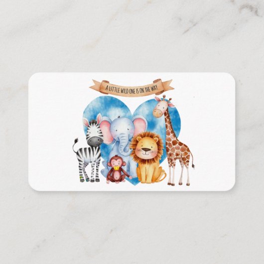 Waterverf Safari Animals Boy Baby shower Informatiekaartje (Achterkant)