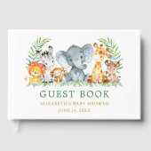 Waterverf Safari Animals Green Baby shower Gastenboek (Voorkant)