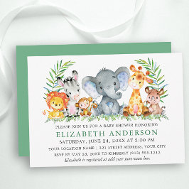 Waterverf Safari Animals Greenery Baby shower Kaart