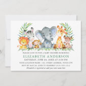 Waterverf Safari Animals Greenery Baby shower Kaart (Voorkant)