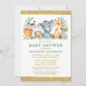 Waterverf Safari Animals laat glitter Green zien Kaart (Voorkant)