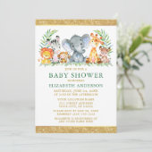 Waterverf Safari Animals laat glitter Green zien Kaart (Staand voorkant)