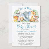 Waterverf Safari Animals Polka Dots Blue Shower Kaart (Voorkant)