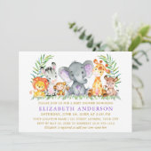 Waterverf Safari Animals Violet Gold Baby shower Kaart (Staand voorkant)