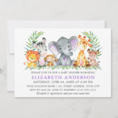 Waterverf Safari Animals Violet Stip Baby shower Kaart (Voorkant)
