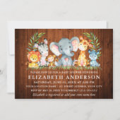 Waterverf Safari Animals Wood Girl Baby shower Kaart (Voorkant)
