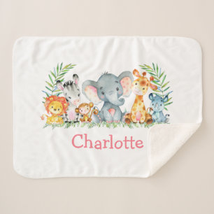 Waterverf Safari Baby Animals Elephant Sherpa Deken