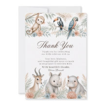 Waterverf Safari Baby Shower Bedankkaart