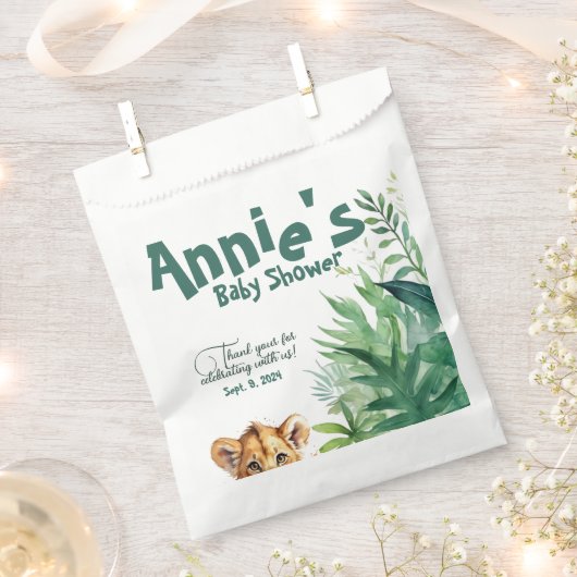 Waterverf Safari Baby shower Bedankzakje (Geknipt)