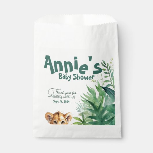 Waterverf Safari Baby shower Bedankzakje (Voorkant)