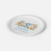 Waterverf Safari Baby shower Blauw klein Papieren Bordje (Gekanteld)