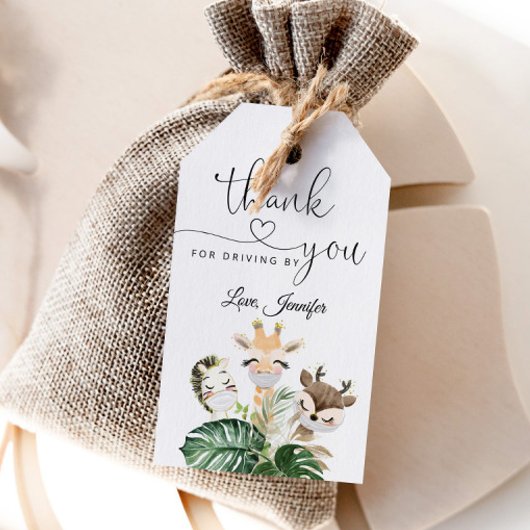 Waterverf safari baby shower cadeaulabel