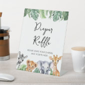 Waterverf Safari Baby shower Luier Raffle Reclamebord Met Voetstuk (Insitu)