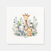 Waterverf Safari Baby Shower Servetten