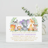 Waterverf Safari Baby shower Violet Bow Kaart (Staand voorkant)