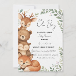Waterverf Safari Dieren Baby Jongen Shower Kaart