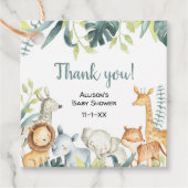 Waterverf Safari Dieren baby shower Bedankjes Labels (Voorkant)