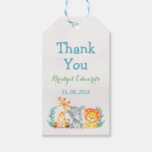 Waterverf Safari Dieren Baby shower Label Cadeaulabel