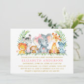 Waterverf Safari Dieren Baby shower Roze Bow Kaart (Staand voorkant)
