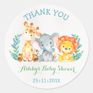 Waterverf Safari Dieren Baby shower Sticker