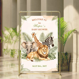 Waterverf Safari Dieren Baby Shower Welkom Bord Poster