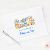 Waterverf Safari Dieren Blauw Bookplate Label (Envelop)