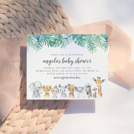 Waterverf Safari Dieren Modern Baby shower Uitnodiging Briefkaart