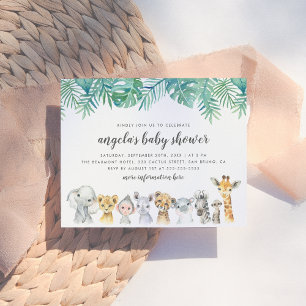 Waterverf Safari Dieren Modern Baby shower Uitnodiging Briefkaart