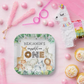 Waterverf Safari Dieren op een dag Papieren Bordje (Feest)