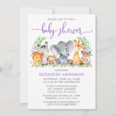 Waterverf Safari Dieren Paarse Stippen Kaart (Voorkant)