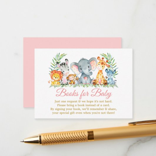 Waterverf Safari Dieren Roze Gouden Boeken voor Ba Informatiekaartje (Voorkant / Achterkant in situ)