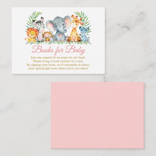 Waterverf Safari Dieren Roze Gouden Boeken voor Ba Informatiekaartje (Voorkant / Achterkant)