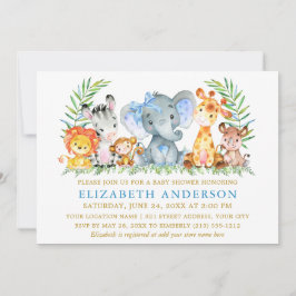 Waterverf Safari Dieren tonen blauw Stip Kaart