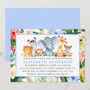 Waterverf Safari Dieren Tropical Blue Shower Kaart