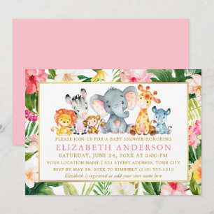 Waterverf Safari Dieren Tropisch Baby shower Kaart