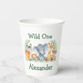 Waterverf Safari Dieren Wilde 1 1e verjaardag Papieren Bekers (Voorkant)